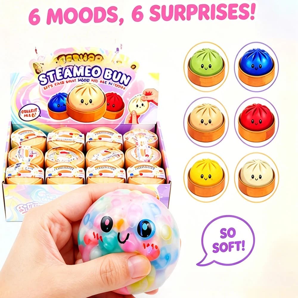 2026 Trendy 5.5cm Bao Bun Squishy Slow Rising Squeeze Fidget Sensory Anti Stress Relief Portable Desk Gadget Surprise Gift