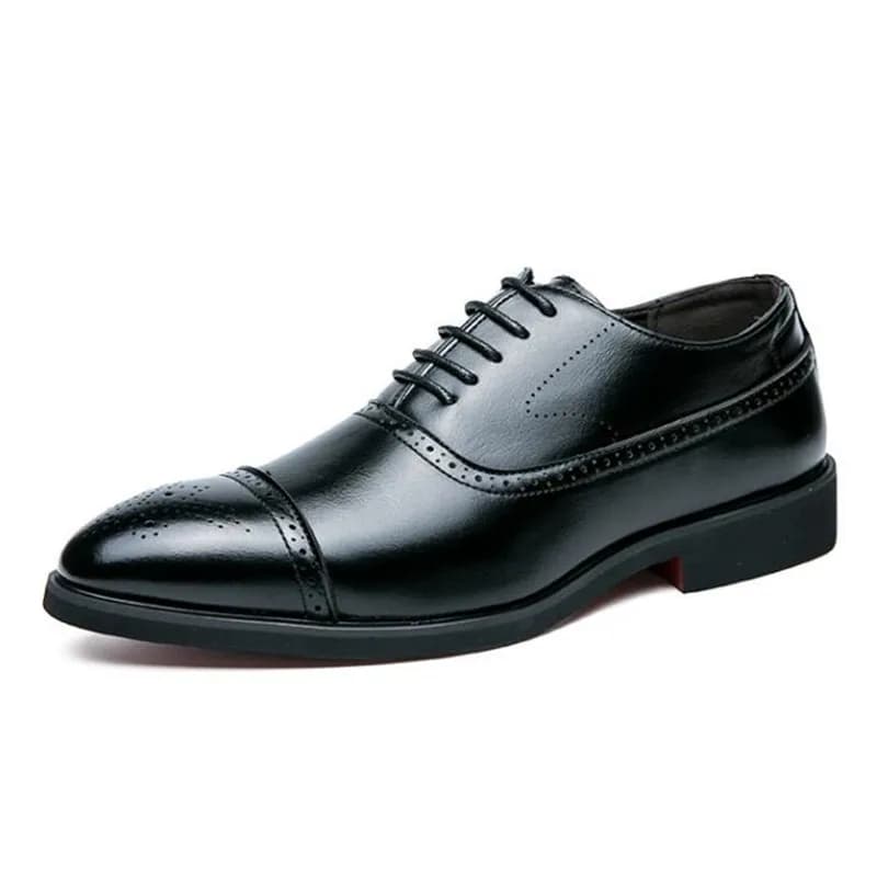 Luxury Men's Dress Red Sole Leather Shoes Pointed Party Shoe Lace-up Office Oxfords Casual Wedding Shoe Retro Business Men Shoes