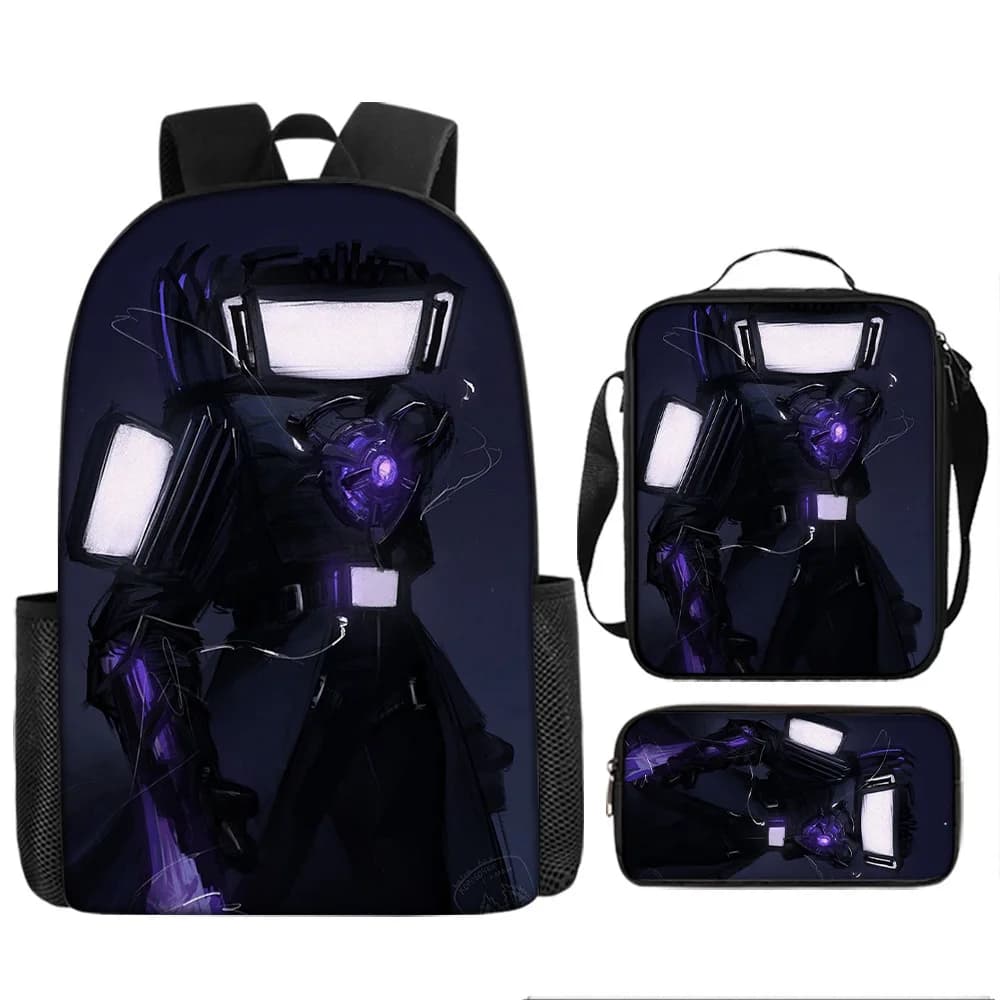 Trendy Popular Skibidi Toilet 3D Print 3pcs/Set Student School Bags Laptop Daypack Backpack Crossbody Lunch bag Pencil Case