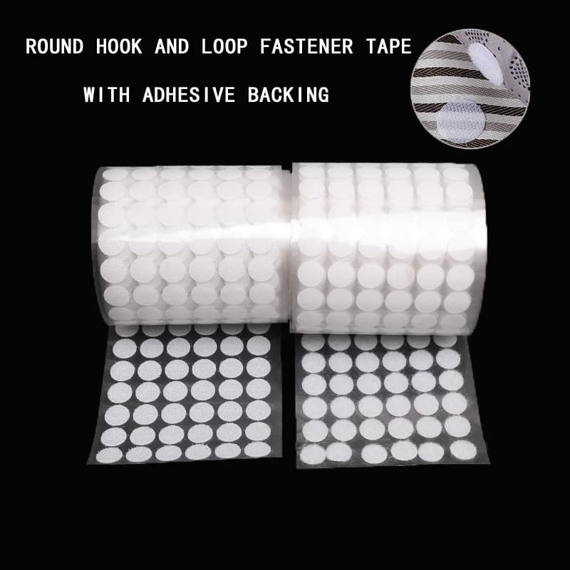 120pairs 15/20mm White Dot Sticker Self Adhesive Fastener Hook And Loop Tape Nylon Strong Glue Velcroing Round Coin Tape Sticker