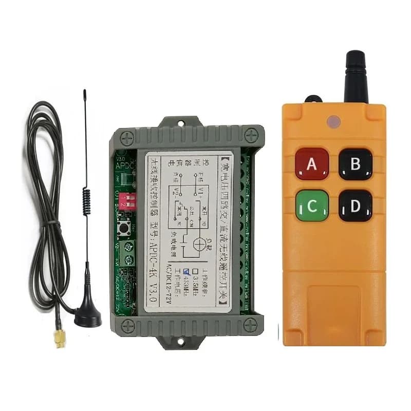 433MHZ DC 12V 24V 36V 48V 10A 4 channel relay switch RF Wireless Remote Control system Receiver Transmitter 433mhz Fan/Motor