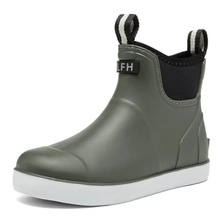 Women's Deck Boots, Rubber Rain Boots Chelsea Ankle Booties with Anti-Slip Sole Waterproof Fishing Shoes for Outdoor Work Garde