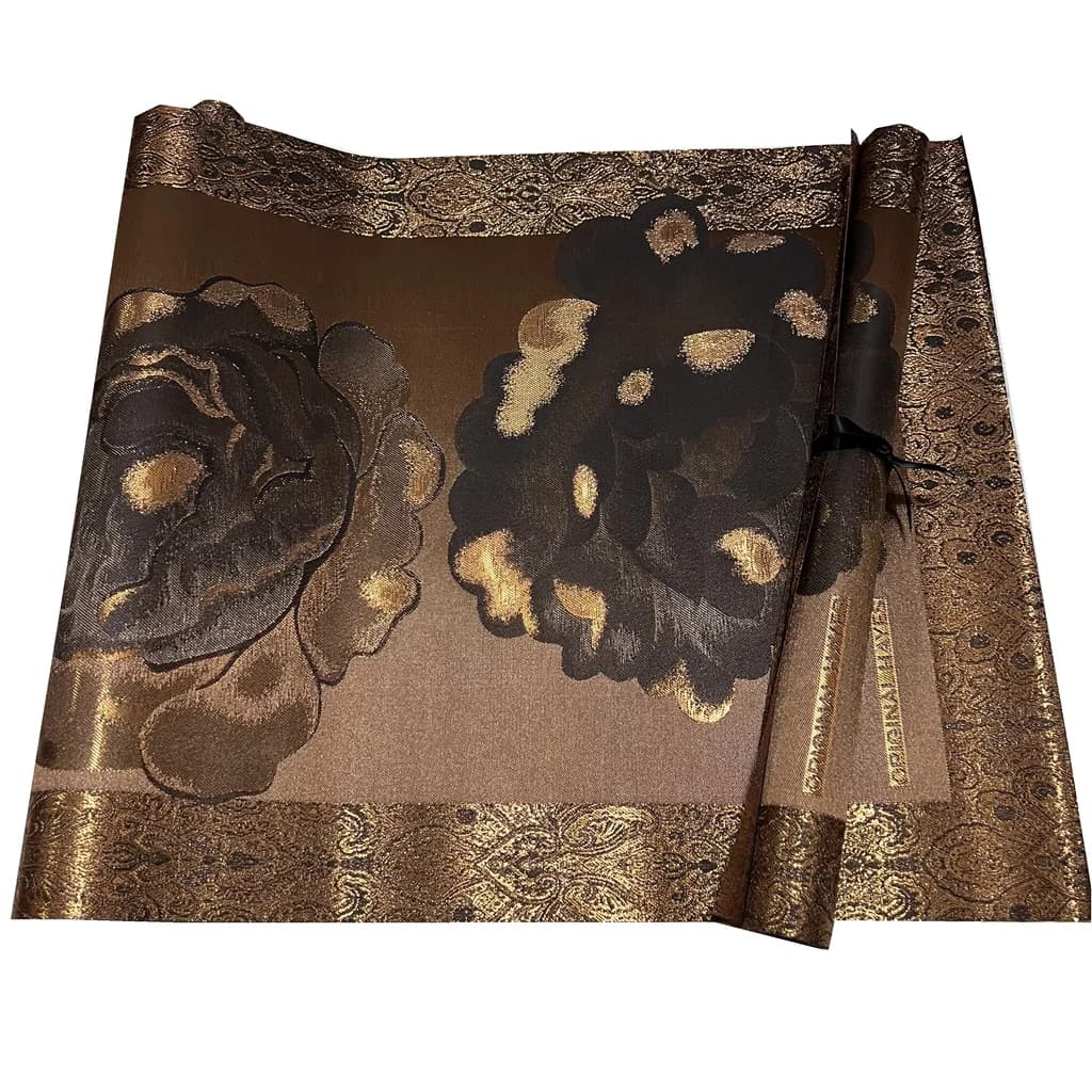 Elegant Floral Print 3D Embroidered Sego Gele Hayes Headtie Wrapp Fabric 2Pcs Bag Traditional Accessory for Women