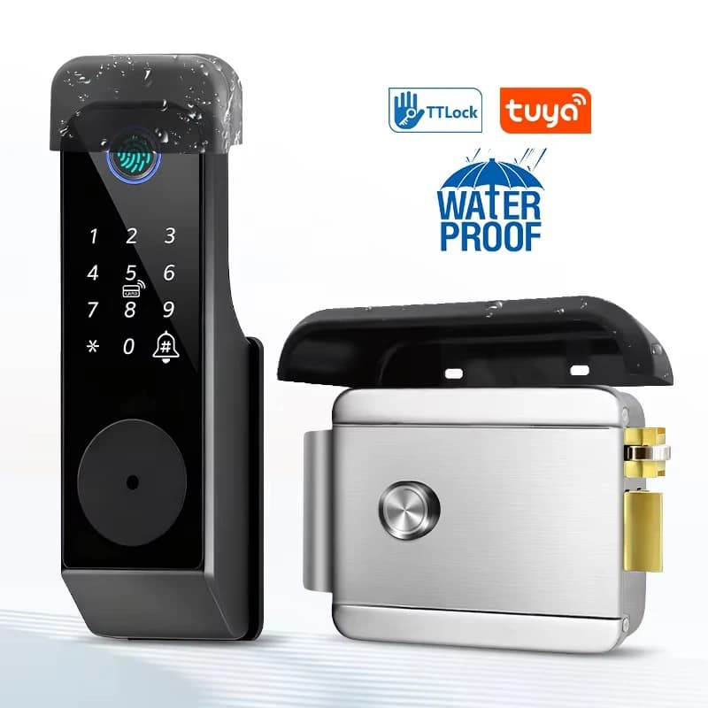 Serratura Intelligente Impermeabile con Impronta Digitale, Controllo Remoto WiFi Tuya, App Bluetooth TTLock, Serratura Elettronica Meccanica per Casa
