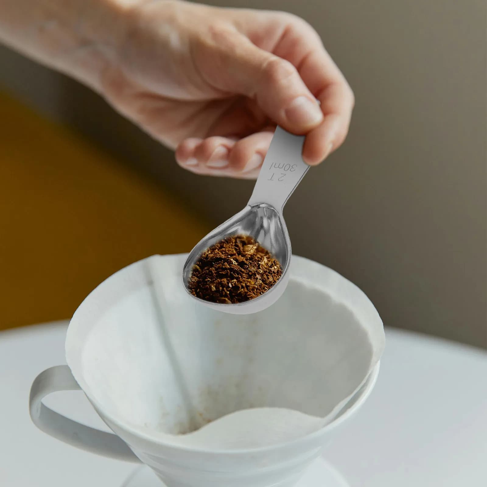 2Pcs Metal Coffee Measuring Scoop 30Ml Stainless Steel Tea Scooper for Ground Coffee Powdered Milk Protein Seasoning Baking