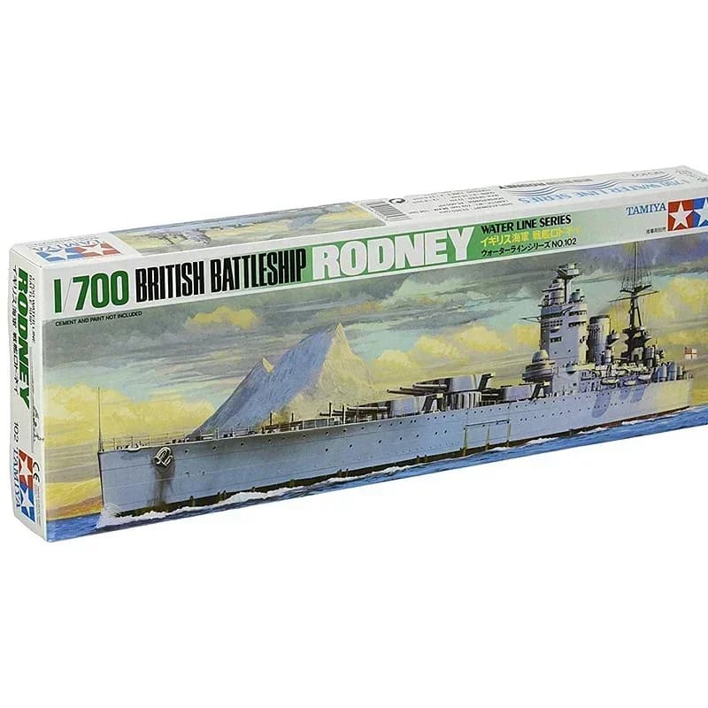 TAMIYA 77502 Serie Waterline Corazzata Britannica Rodney 1/700 Militare Assemblato Modello in Scala Kit Giocattolo Fai da Te, Collezione Regalo