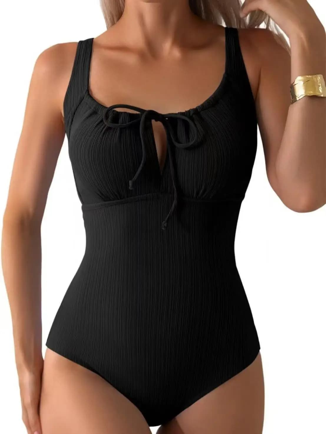 2026 Womens One Piece Swimsuit Front Lace Up Strap Athletic Swimwear Costume Padded Sports Beach Surfing Yoga Women'S Swimsuit