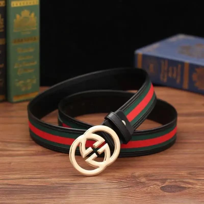 2026New Fashion Men's Belt with Red and Green Fabric Letter Fashion Versatile Casual Denim Pants Smooth Buckle Casual Pants Belt