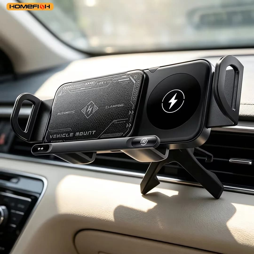 Caricatore Wireless per Auto a Doppia Bobina, Supporto di Ricarica Rapida per Samsung Galaxy Z Fold 6 Flip 3, Supporto Telefono per Auto con Ventilazione