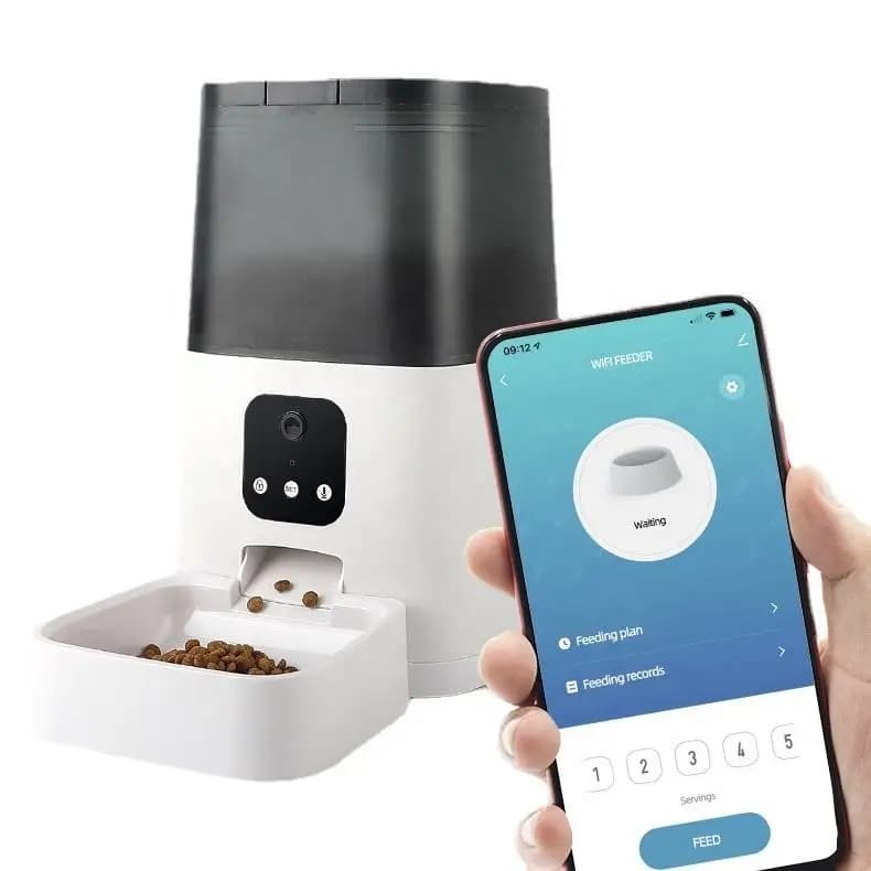 Distributore automatico di cibo per cani e gatti con telecomando per telefono con alimentatore automatico intelligente per animali domestici con alimentatore per ciotola in plastica con controllo app