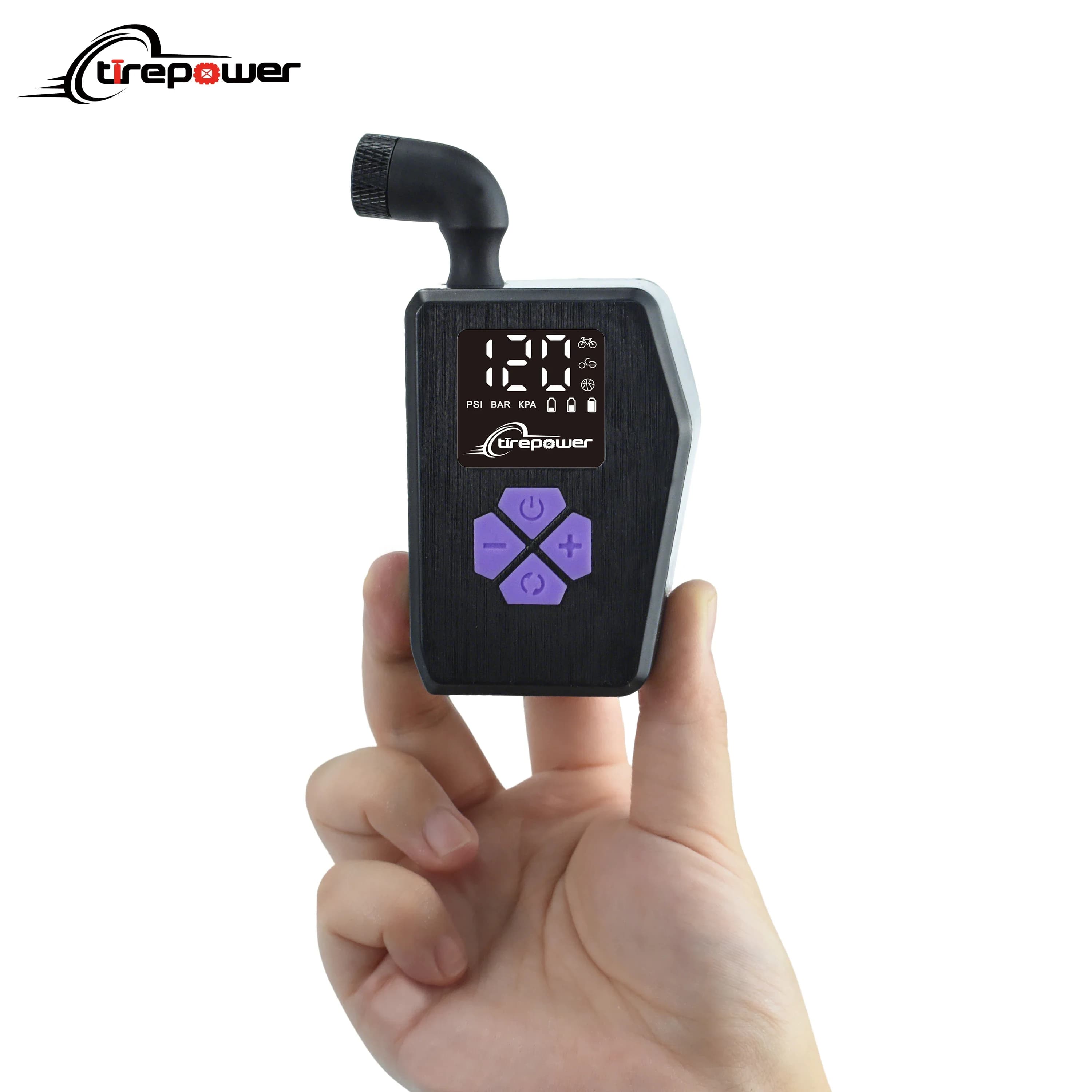 Ctrepower 120PSI Pompa d'aria portatile Mini ricaricabile portatile Gonfiatore per pneumatici per bicicletta Arresto automatico con valvola Presta Schrader e Clik