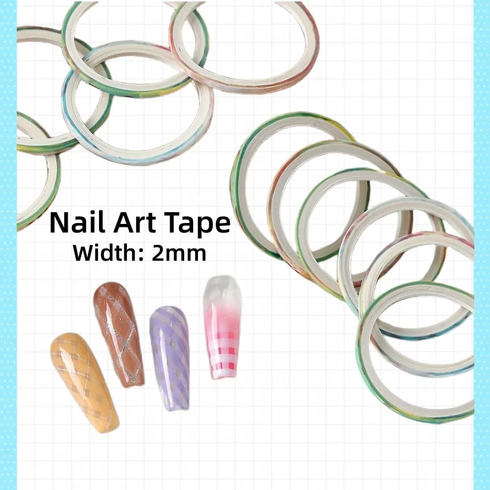 10 rotoli di nastro per nail art – Nastro adesivo per nail art con linee a griglia, facile da strappare, senza residui, strumento di precisione per unghie