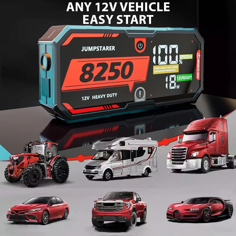 Car battery 8250A Jump Starter 12V Pro Portable Booster PD65w 32000mAh 13L Car Battery for Emergency Car Starter Device
