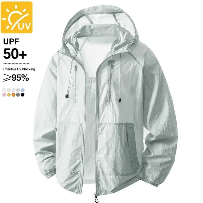 Men Women Summer Quick-Drying Hooded Skin Jacket Anti-UV Lightweight Fishing Cycling Hiking Coats UPF50+ Sun Protection Clothes