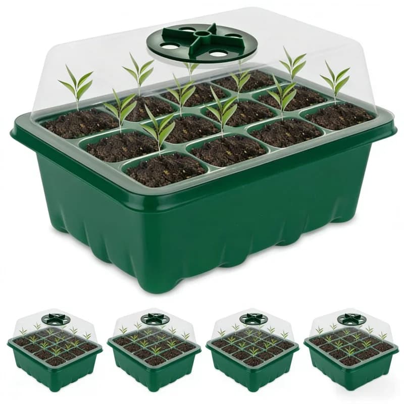 Box for Plants 5 in 1, Pack of 12 Breathable Jars in Felt with Cover, Ortage Cultivation Tool in Balcony, Open Garden Tool
