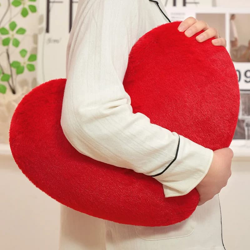 Portachiavi con cuscino a forma di cuore in tinta unita peloso in stile nordico Cuscino per schienale per divano letto rosa rosso Cuscino morbido per comodino