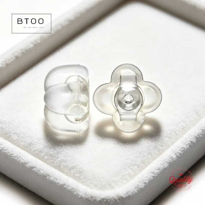 Fermagli per Orecchini in Silicone a Forma di Quadrifoglio in Argento Sterling 925 per Gioielli Fai-da-Te, Vendita all'Ingrosso