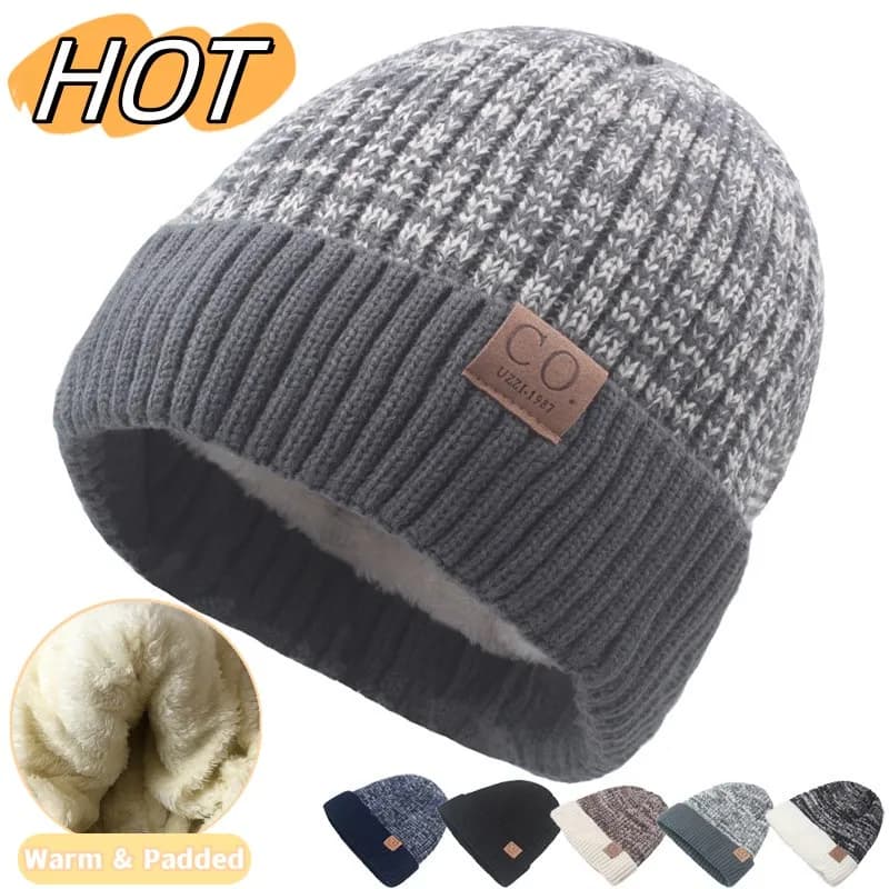 Nuovi cappelli invernali bicolore caldi unisex Casual in poliestere a righe Aggiungi foderato in pelliccia per uomo e donna Berretto moda invernale Cappelli lavorati a maglia