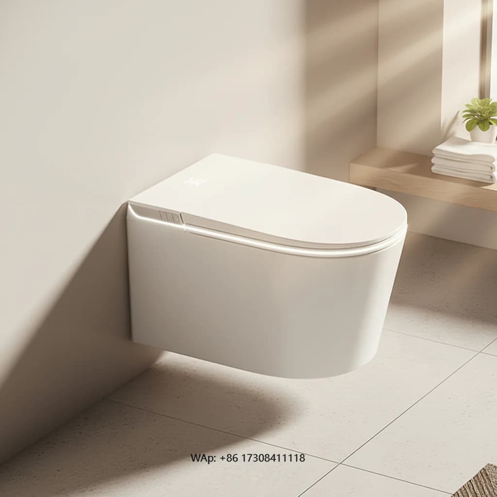 110 V ~ Design moderno Sanitari Montaggio a parete posteriore Toilette intelligente Appeso a parete in ceramica Telecomando intelligente