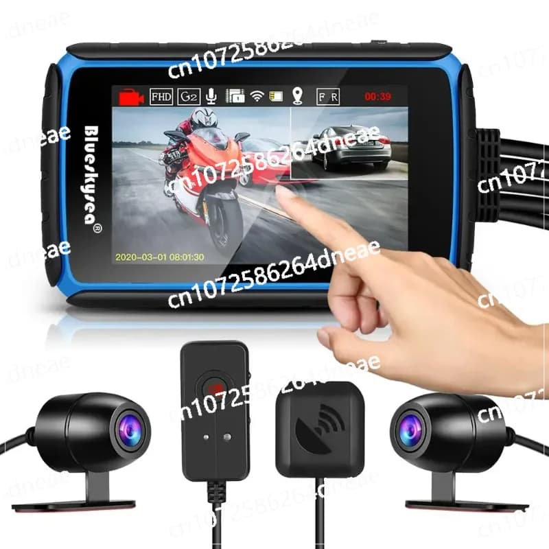 DV988 Telecamera da cruscotto WiFi per moto con Touch Scr