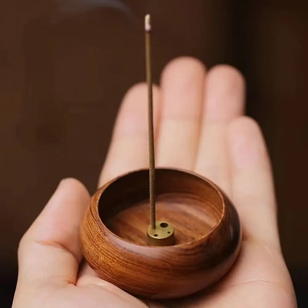 Wooden Mini Incense Holder 4 Holes Bowl Type Incense Burner Stick Holder Rosewood Smell Aromatic Bowl Shape Censer