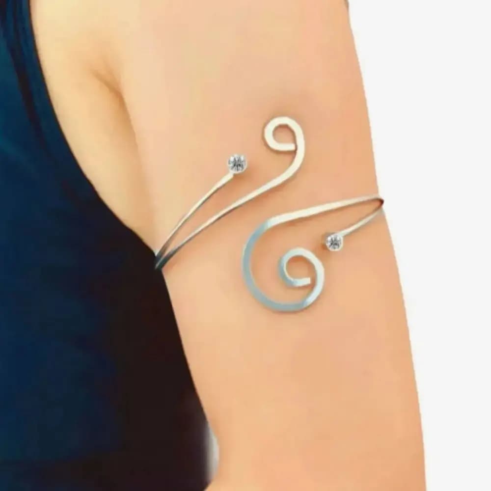 Bracciale a Polsino con Strass, Stile Punk Regolabile, Nota Musicale, Bracciale Aperto a Spirale Geometrica Oro/Argento, per Uso Casual