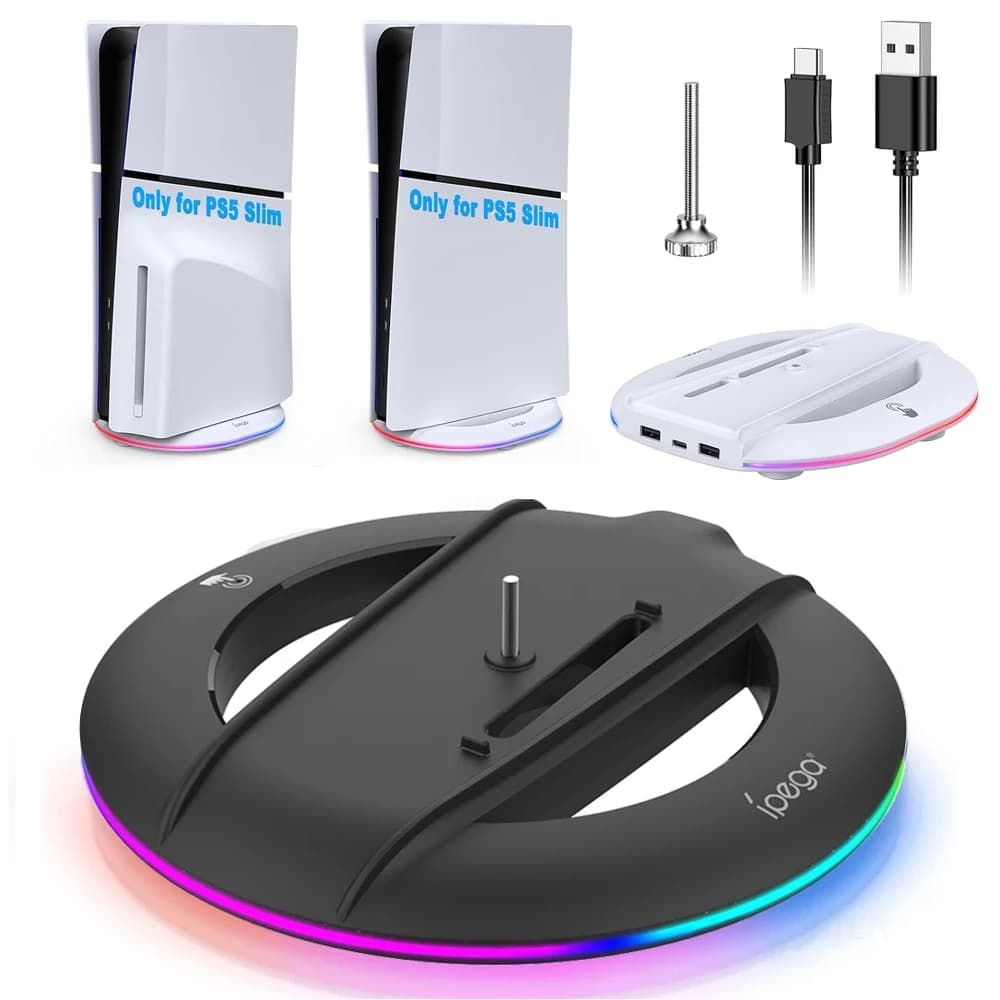 Supporto di raffreddamento verticale con luce RGB per disco sottile PS5/console edizione digitale Supporto base antiscivolo Accessori da gioco