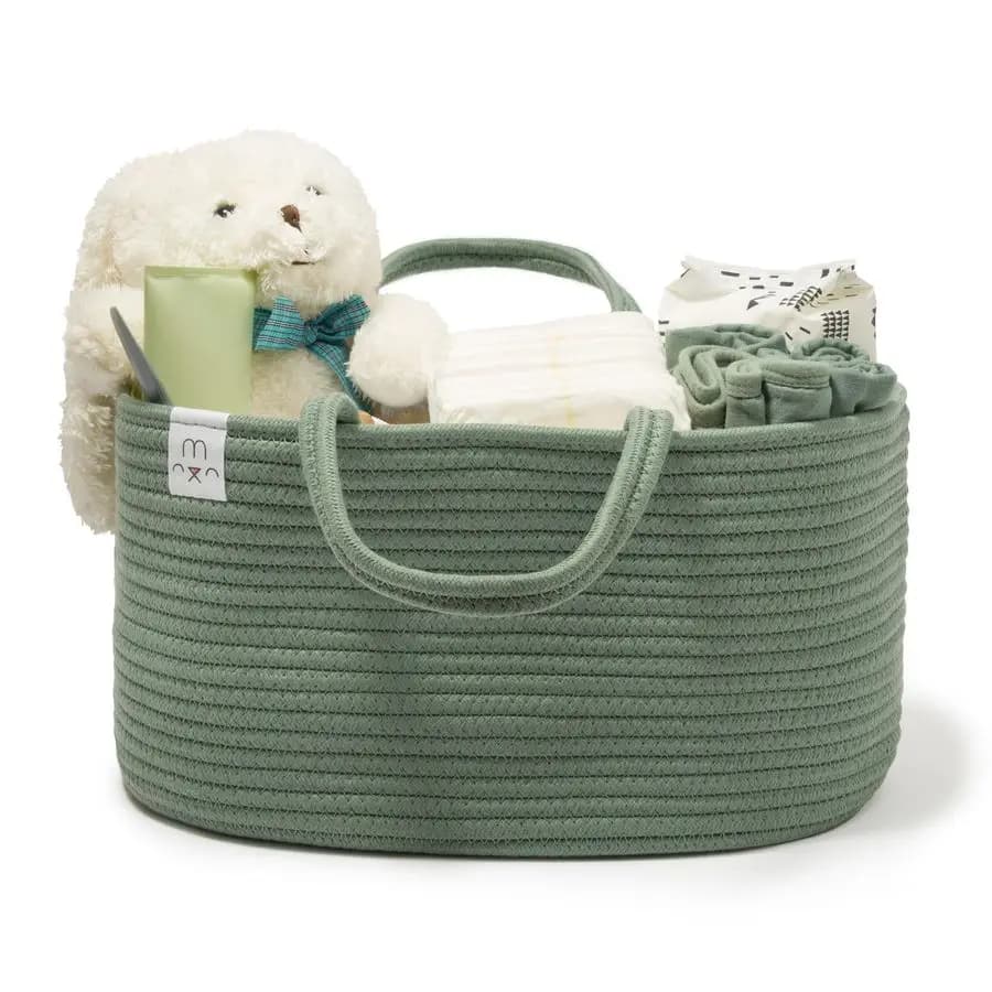 Organizer per pannolini grande, Lily Pad, manici portatili in corda per organizer da auto, tre scomparti per riporre oggetti, borsa regalo versatile