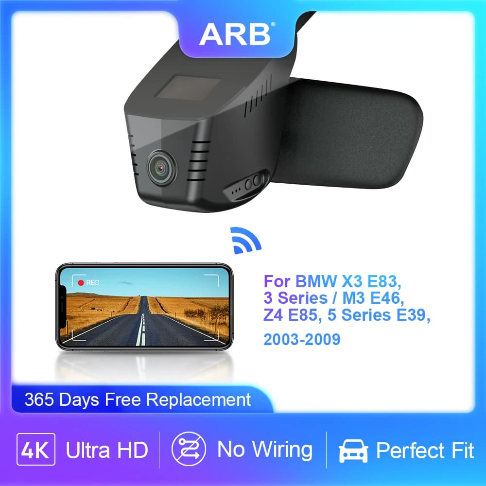 DVR per Auto BMW X3 E83 / Serie 3 M3 E46 Z4 E85 / Serie 5 E39 2003-2009, Dashcam 4K ARB con Controllo WIFI tramite APP