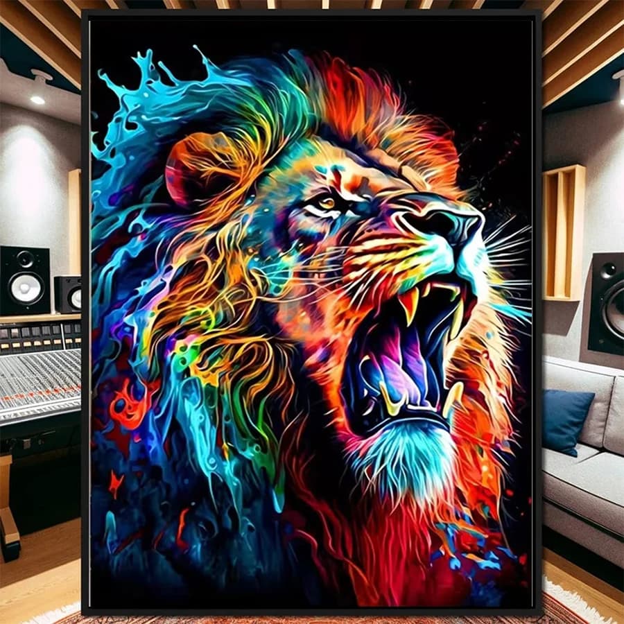 5D DIY Diamond Embroidery Full Kits Abstract Graffiti Animal Lion Art Diamond Painting Cross Stitch Adult Decor Home