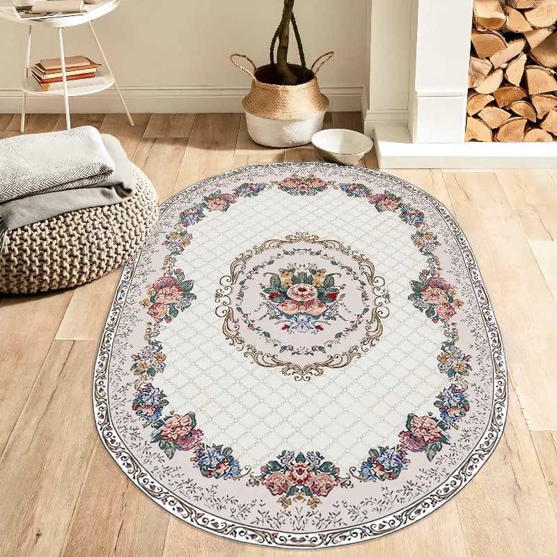 Soggiorno camera da letto classico stampa floreale tappeti ovali divano tavolino tappeto elegantemente decorato portico del bagno tappeti antiscivolo