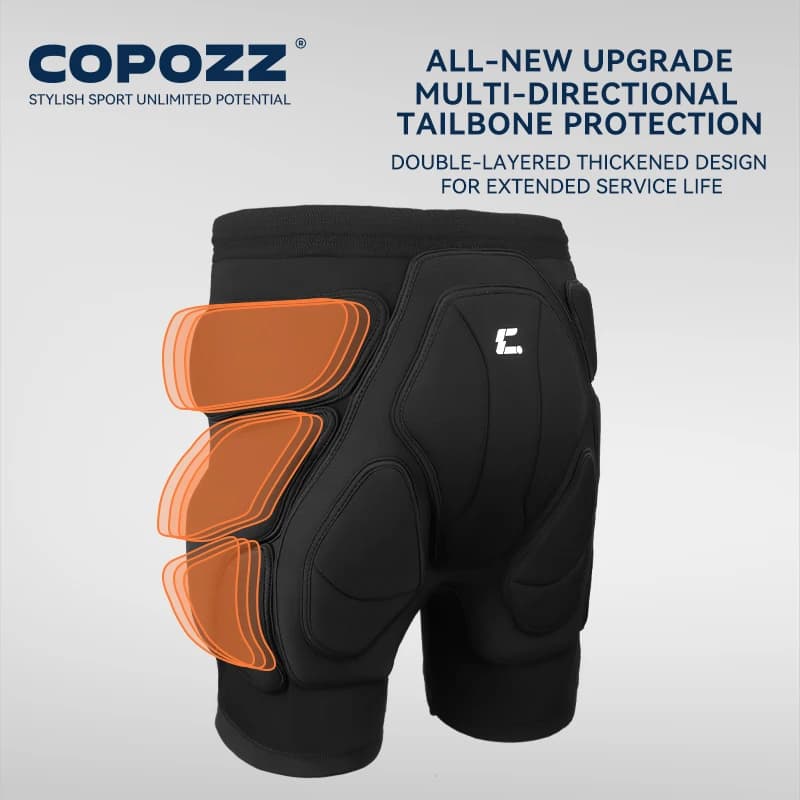 Ski Knee Pad COPOZZ Improved, Protected for Moto, Skating and Sport, Padded, Breathable and Adjustable
