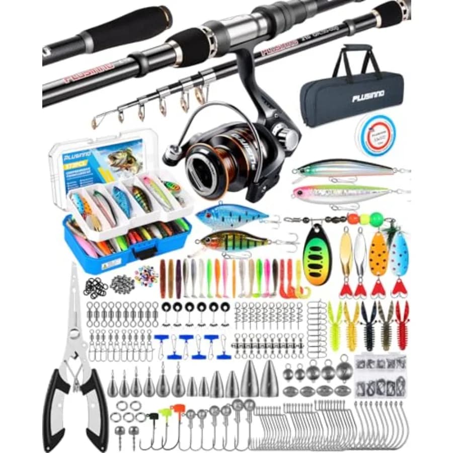 Attrezzatura da Pesca - Scatola Telescopica per Canna e Mulinello, Scatola Pieghevole per Canna e Esche, Kit da Viaggio per Canna da Pesca, Accessori da Pesca