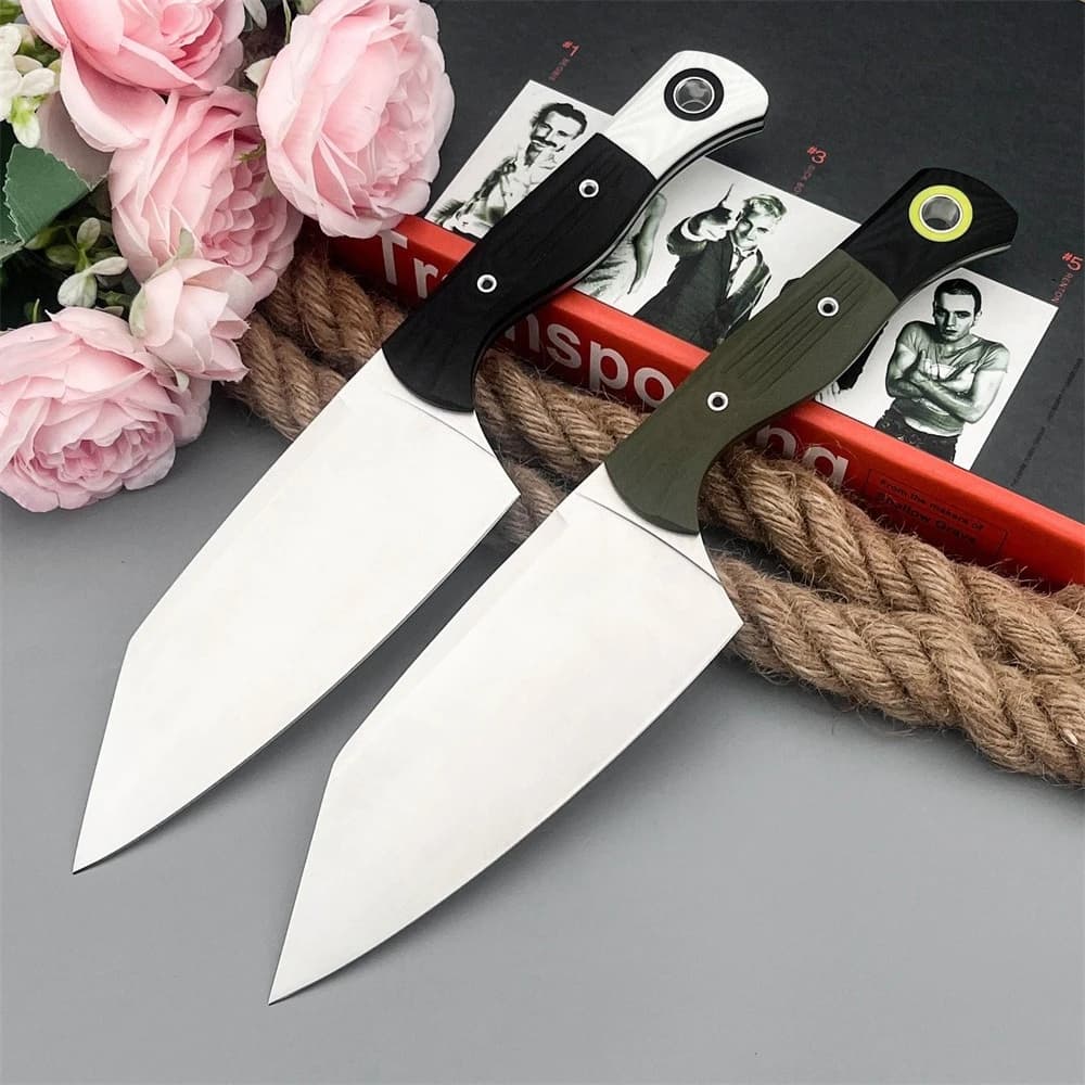 Coltello da Cucina per Carne, Lama Fissa in Acciaio D2, Manico G10 con Fodero, Coltello Multifunzionale per Disossare, Coltello per Tagliare Cipolle