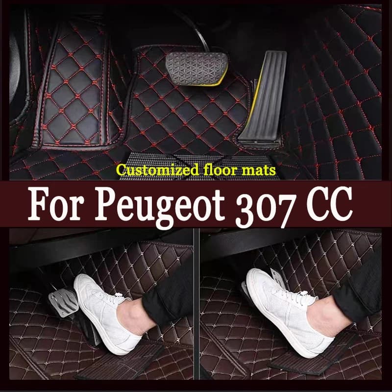 Tappetini auto per Peugeot 307 CC 2003-2010 DropShipping Center Accessori interni 100% Fit Tappeti in pelle Tappeti Rilievi del piede