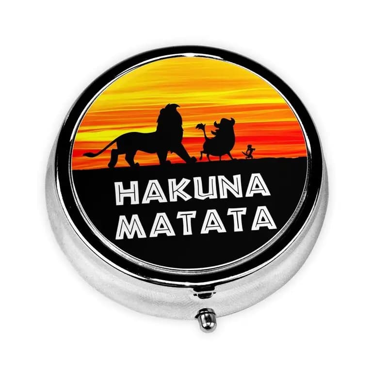 Custom Hakuna Matata 3 Displacements, Mini Travel Metal Container for Bag or Pocket, to Store Supplements and Vitamins