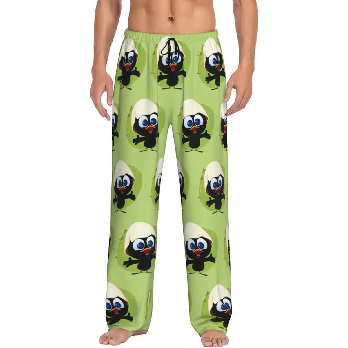 Pants Pigiama Calimero Custom for Men, Comfortable Night Trousers with Animated Cards, Elasticized with Pockets