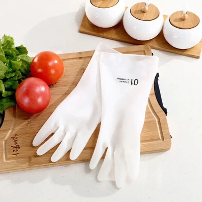 Waterproof Latex Household Cleaning Gloves Wear Resistant Rubber Dishwashing Gloves Anti-slip Flexible Protective Hand Gloves Fo