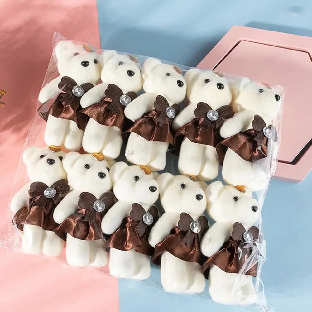10 pezzi coppia orso bouquet di fiori bambole mini orsacchiotti in schiuma peluche fai da te regali di fiori di San Valentino accessori per l'imballaggio per la festa