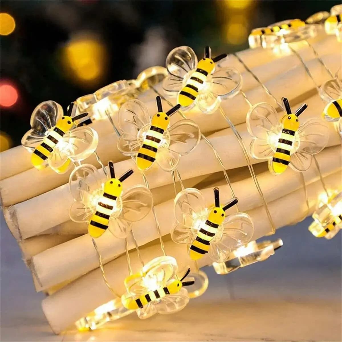 Confezione da 1 luci a forma di ape a batteria, luci a stringa a forma di ape per camera da letto, piante, patio, feste, matrimoni, Natale, luci decorative a stringa