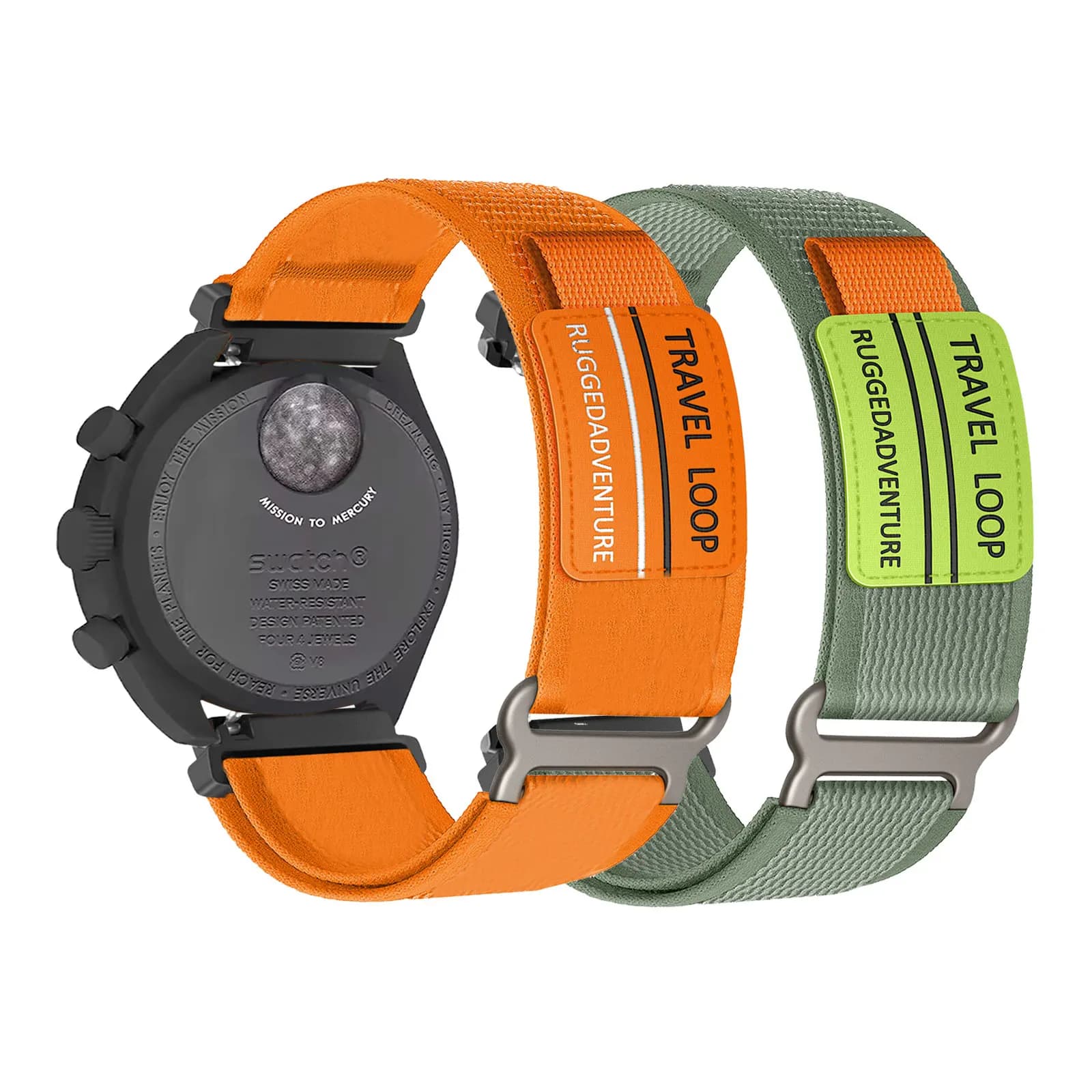 2 Pezzi di Cinturini in Nylon con Velcro per Orologio Omega X Swatch Moonswatch