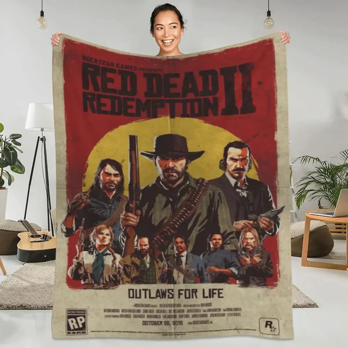 Red Dead Redemption Flannel Blanket Quality Warm Soft Video Game Throw Blanket Winter Travel Chair Sofa Bed Print Bedspread