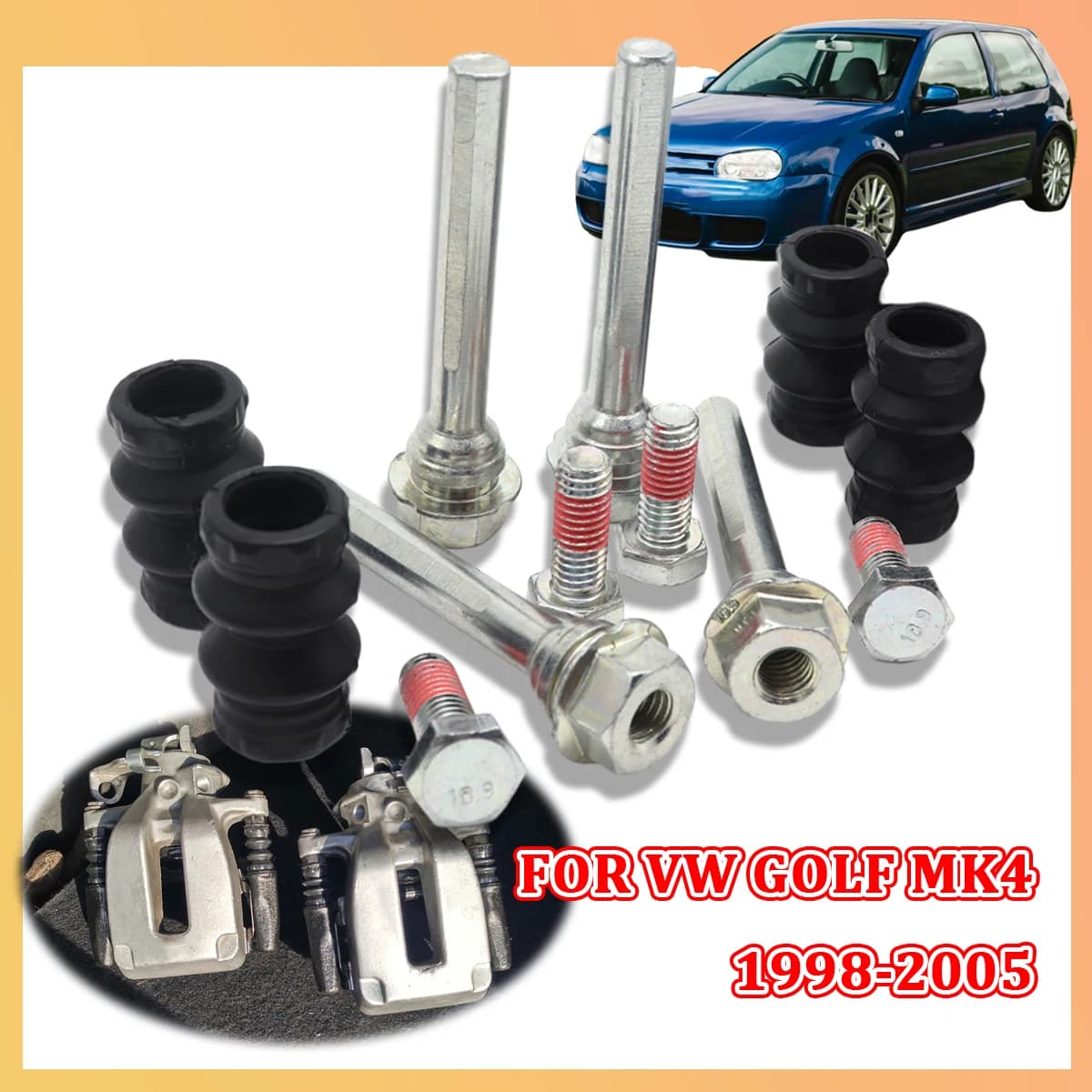 Kit di guarnizioni in gomma per pin di guida del cilindro della pinza freno posteriore inferiore sinistra e superiore destra per VW GOLF MK4 1998-2005