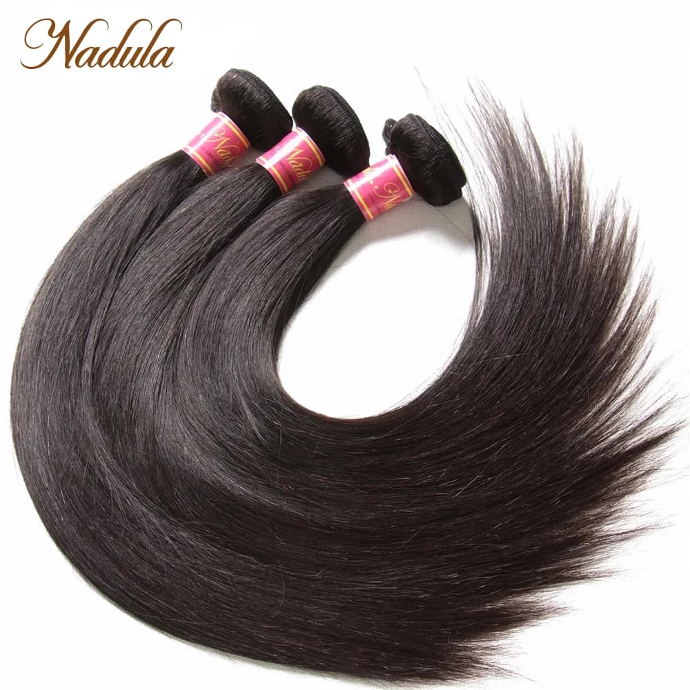 Nadula Capelli 3 pieces/Lot Malese Extensions Of Straight Hair 8-30inch Braided Hair Natural Color Of Remy Bundle Deal Hair
