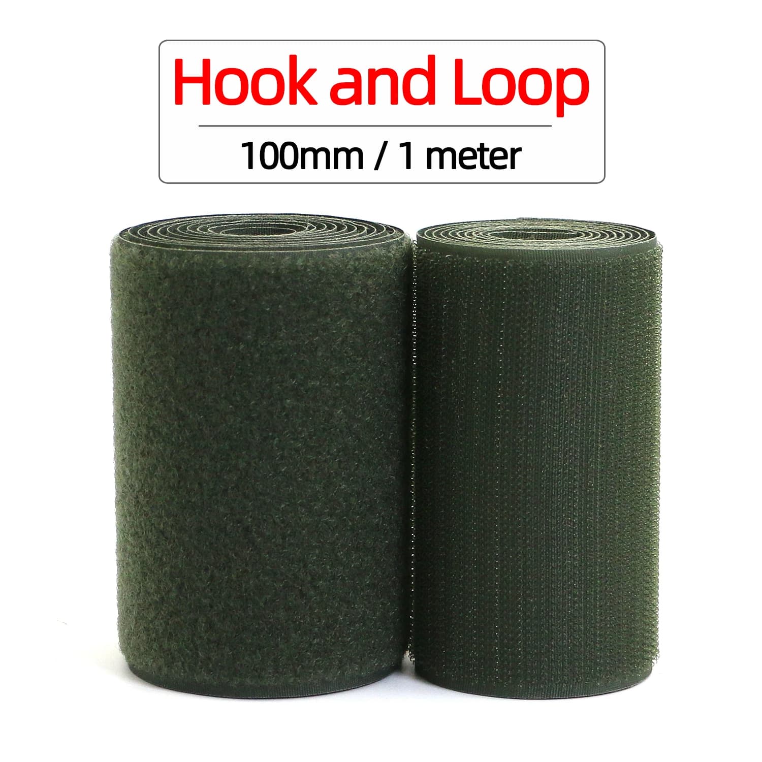 1 metro/paia 100mm Olive Drab Non adesivo Nastro di fissaggio con gancio e anello Cucito sui ganci adesivo Nastro magico FAI DA TE Verde