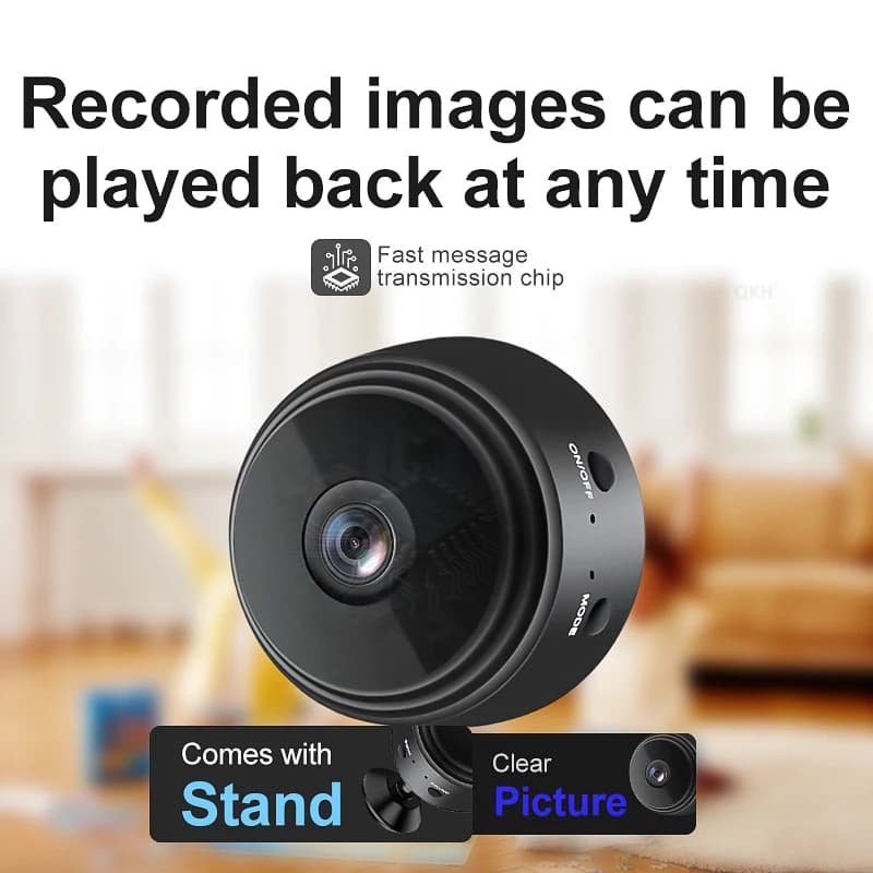 Telecamera IP Wireless HD Mini, per Sorveglianza Interna ed Esterna con Visione Notturna, Monitor per Bambini e Animali Domestici
