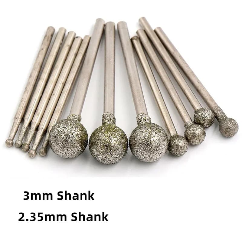 5Pcs/Set Grind Needle Head Cutter Jade Carve Tools Engrave Rotary Spherical Burr Tool 2.35/3mm Shank Round Ball