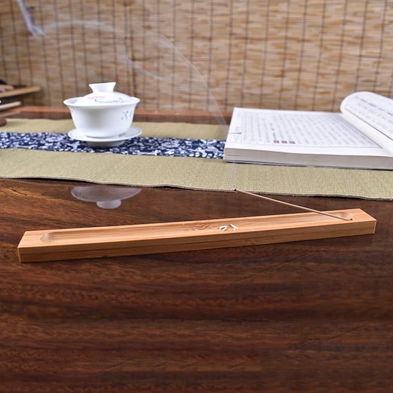 /KQM/Bamboo Board Wood Incense Stick Holder 23cm Line Incense Burner Wooden Crafts Sandalwood Coil Base Home Decoration