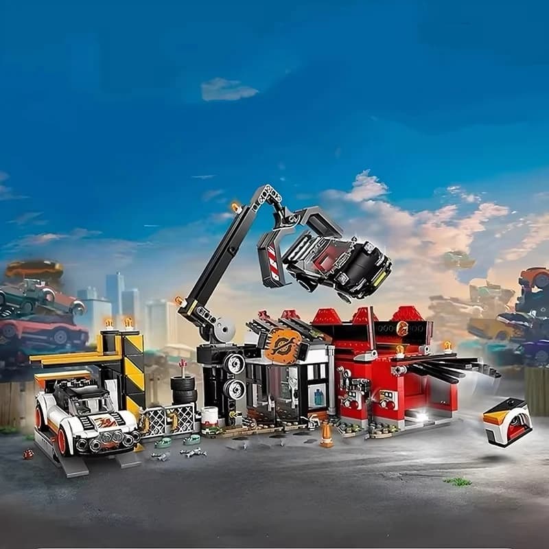 Modellino giocattolo di un bidone per il riciclaggio auto, bestseller 2026, da costruire con blocchi, regalo di Natale o compleanno per bambini e ragazzi