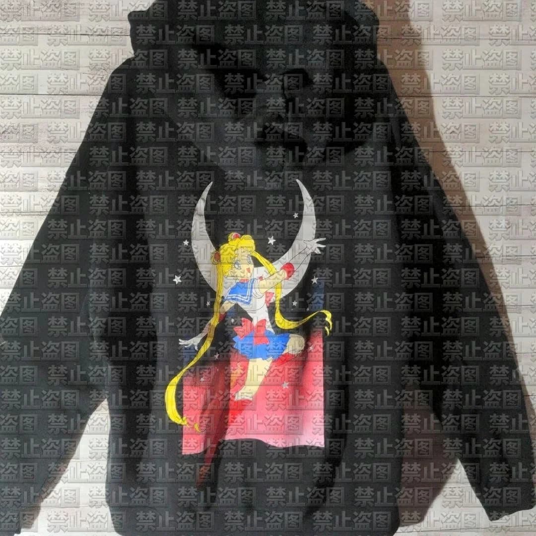 Felpa con Cappuccio in Cotone Retro Sailor Moon con Stampa Notte Stellata e Luna Crescente, Morbida e Casual per Uso Quotidiano e Tutte le Stagioni